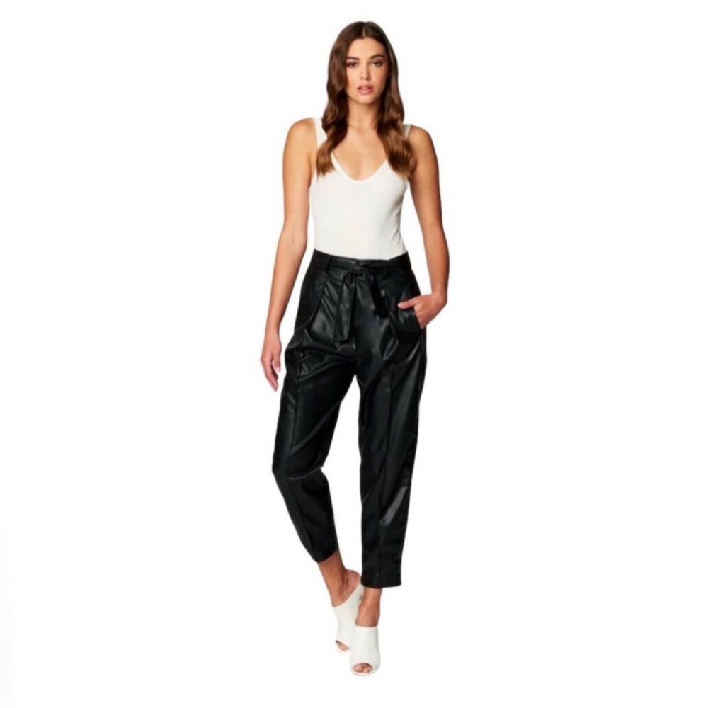 BlankNYC for Free People Off the Record Faux Leather Paperbag Waist black Pants